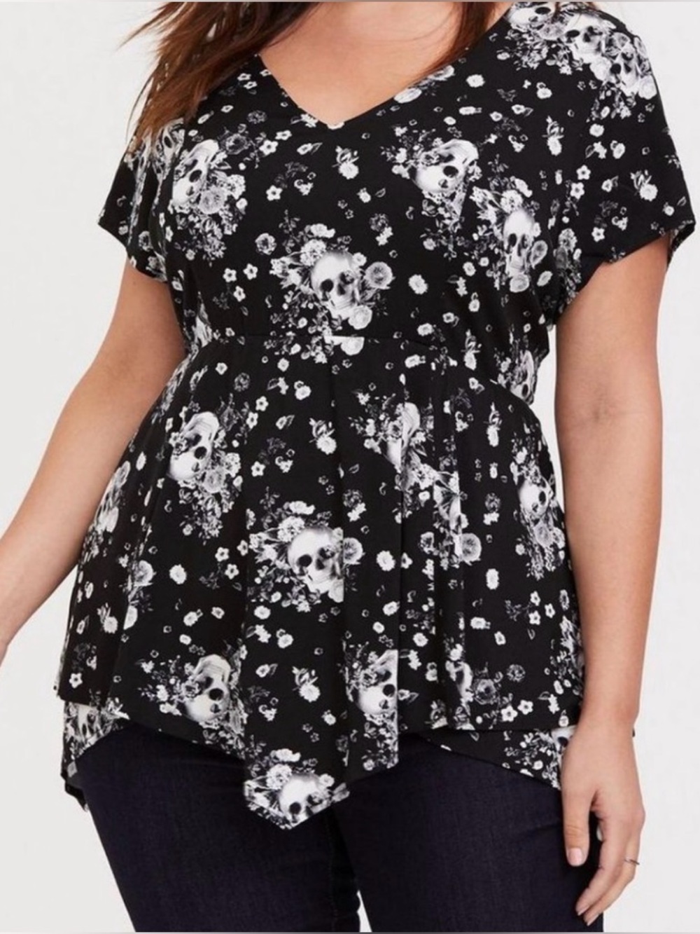 Torrid Babydoll Stretch Challis Hanky Hem Top